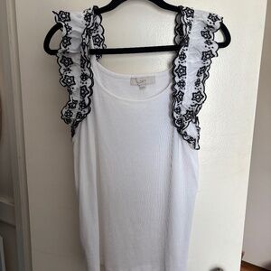 Loft eyelet ruffle tank top